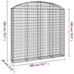 vidaXL Coș gabion arcuit, 200x30x180/200cm, fier galvanizat