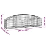 vidaXL Coș gabion arcuit, 200x50x40/60 cm, fier galvanizat