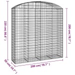 vidaXL Coș gabion arcuit 200x50x200/220 cm fier galvanizat vidaXL Coș gabion arcuit 200x50x200/220 cm fier galvanizat