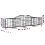 vidaXL Coș gabion arcuit, 300x30x60/80 cm, fier galvanizat