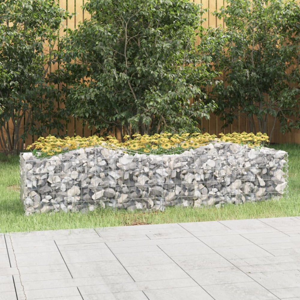 vidaXL Strat înălțat cu gabion arcuit, 200x50x50 cm, fier galvanizat