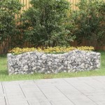 vidaXL Strat înălțat cu gabion arcuit, 200x50x50 cm, fier galvanizat