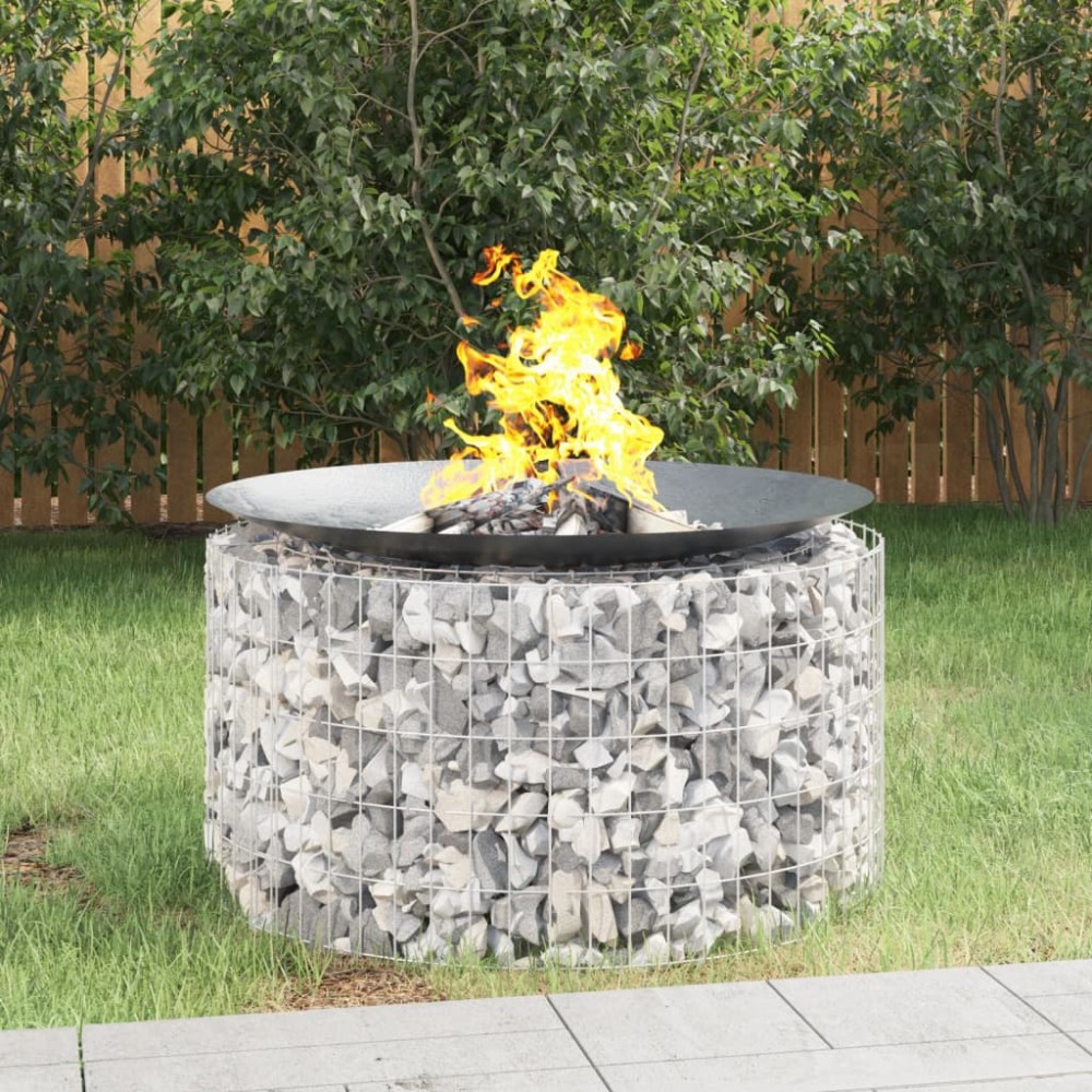 vidaXL Vatră de foc din gabion Ø 100 cm, fier galvanizat