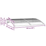 vidaXL Copertină de ușă, gri, 150x100 cm, policarbonat