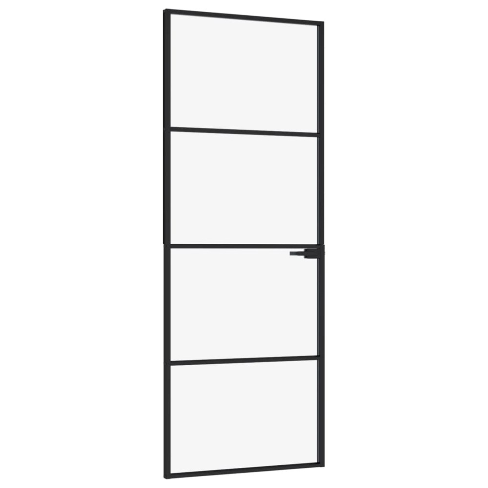 vidaXL Ușă de interior negru 76x201,5 cm sticlă securiz./aluminiu slim