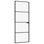 vidaXL Ușă de interior negru 76x201,5 cm sticlă securiz./aluminiu slim