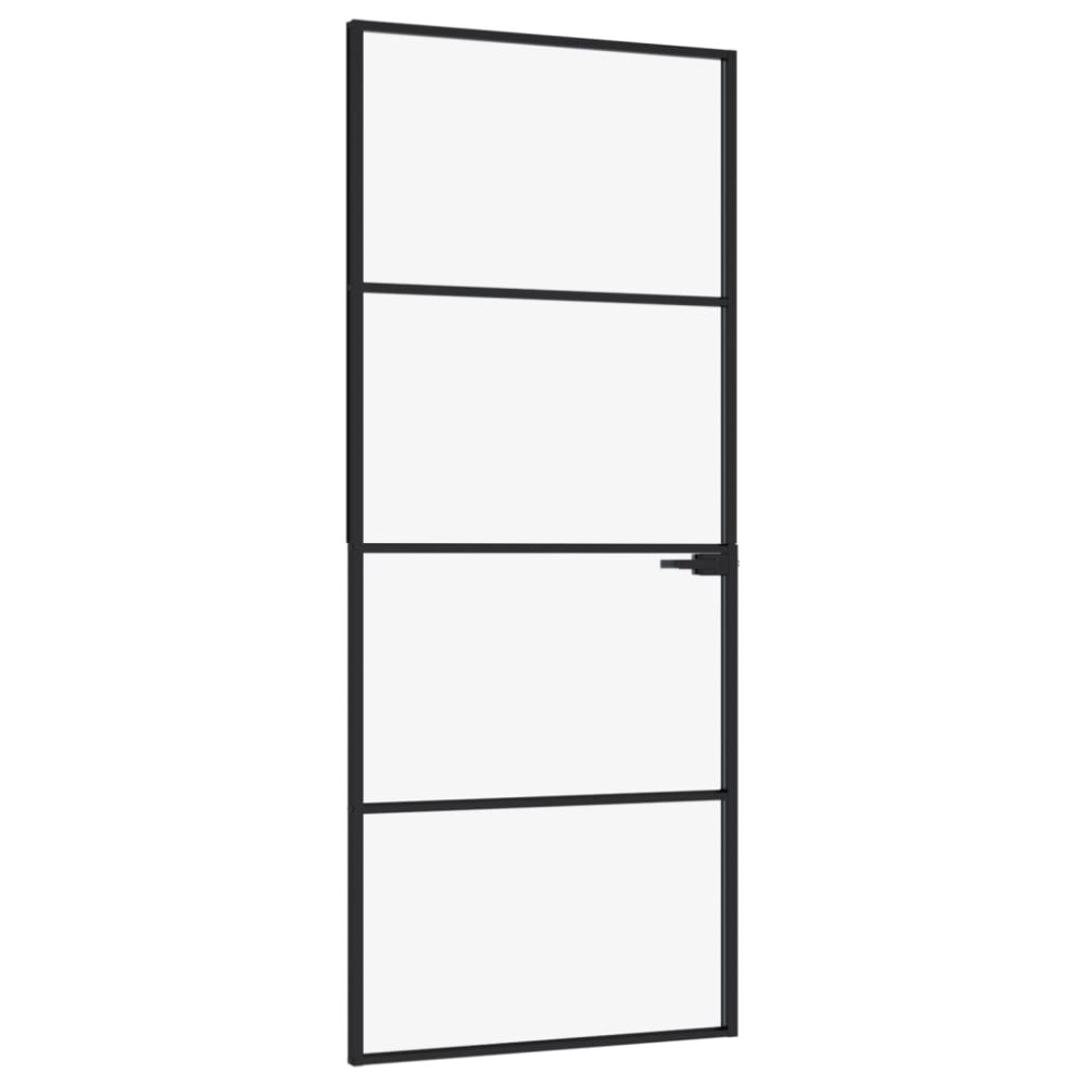 vidaXL Ușă de interior negru 83x201,5 cm sticlă securiz./aluminiu slim