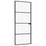 vidaXL Ușă de interior negru 83x201,5 cm sticlă securiz./aluminiu slim vidaXL Ușă de interior negru 83x201,5 cm sticlă securiz./aluminiu slim