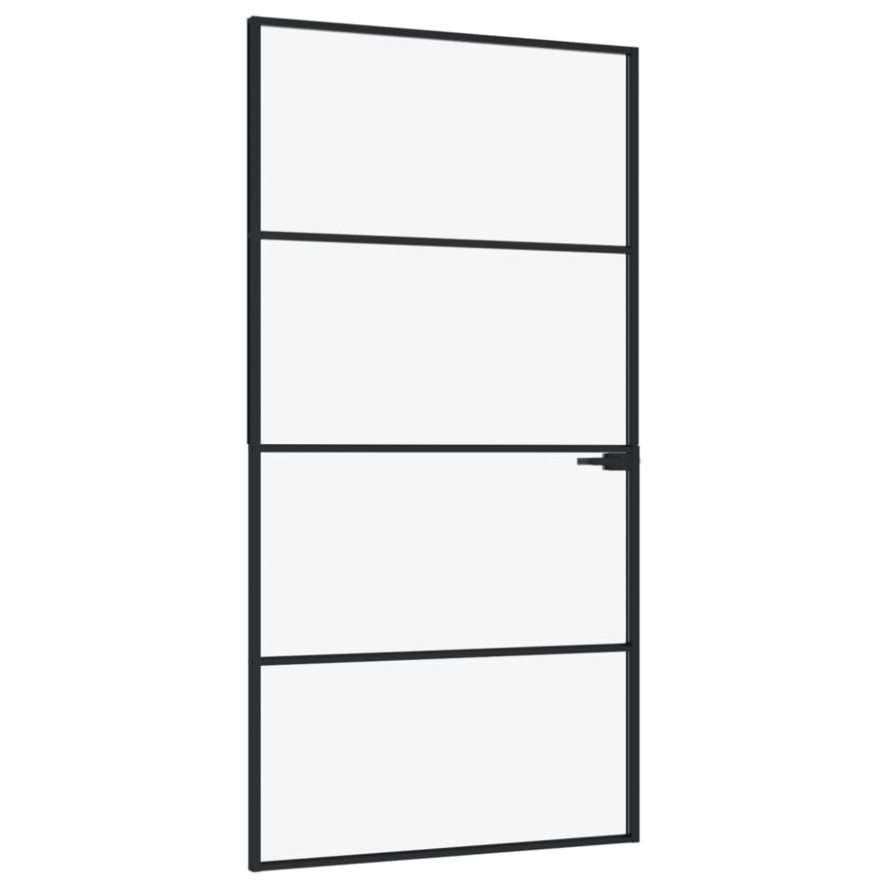 vidaXL Ușă de interior negru 102x201,5cm sticlă securiz./aluminiu slim