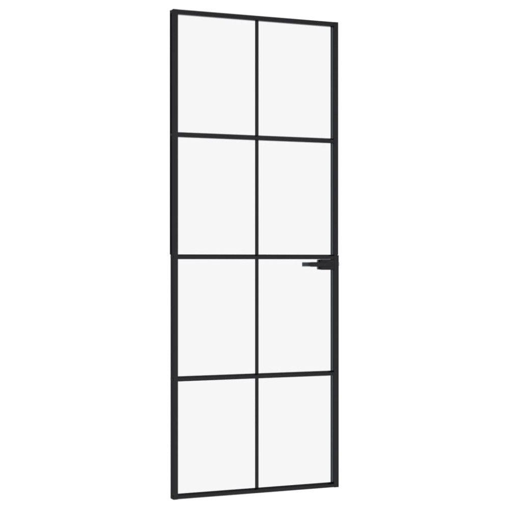 vidaXL Ușă de interior negru 76x201,5 cm sticlă securiz./aluminiu slim
