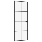 vidaXL Ușă de interior negru 76x201,5 cm sticlă securiz./aluminiu slim