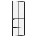 vidaXL Ușă de interior negru 76x201,5 cm sticlă securiz./aluminiu slim