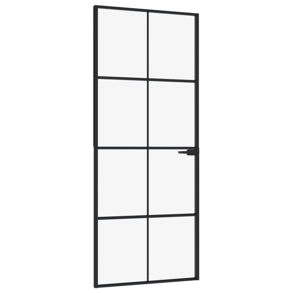 vidaXL Ușă de interior negru 83x201,5 cm sticlă securiz./aluminiu slim