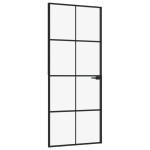 vidaXL Ușă de interior negru 83x201,5 cm sticlă securiz./aluminiu slim