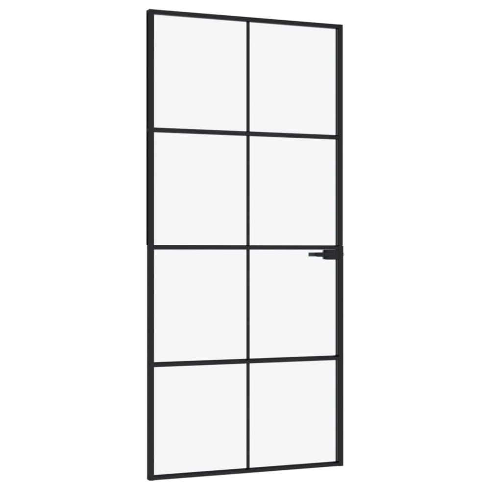 vidaXL Ușă de interior negru 93x201,5 cm sticlă securiz./aluminiu slim