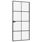 vidaXL Ușă de interior negru 93x201,5 cm sticlă securiz./aluminiu slim vidaXL Ușă de interior negru 93x201,5 cm sticlă securiz./aluminiu slim