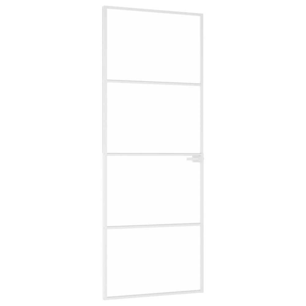 vidaXL Ușă de interior alb 76x201,5 cm sticlă securiz. / aluminiu slim