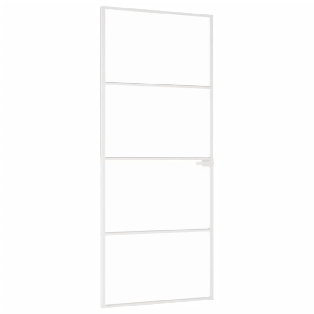 vidaXL Ușă de interior alb 83x201,5 cm sticlă securiz. / aluminiu slim