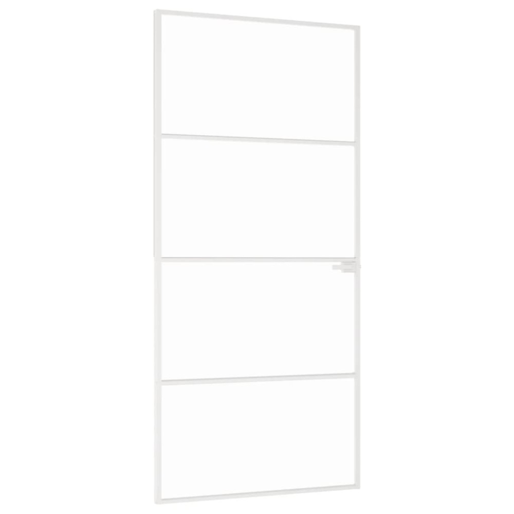 vidaXL Ușă de interior alb 93x201,5 cm sticlă securiz. / aluminiu slim