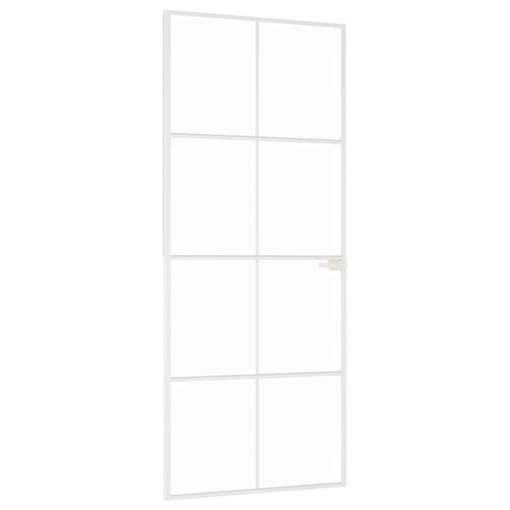 vidaXL Ușă de interior alb 83x201,5 cm sticlă securiz. / aluminiu slim