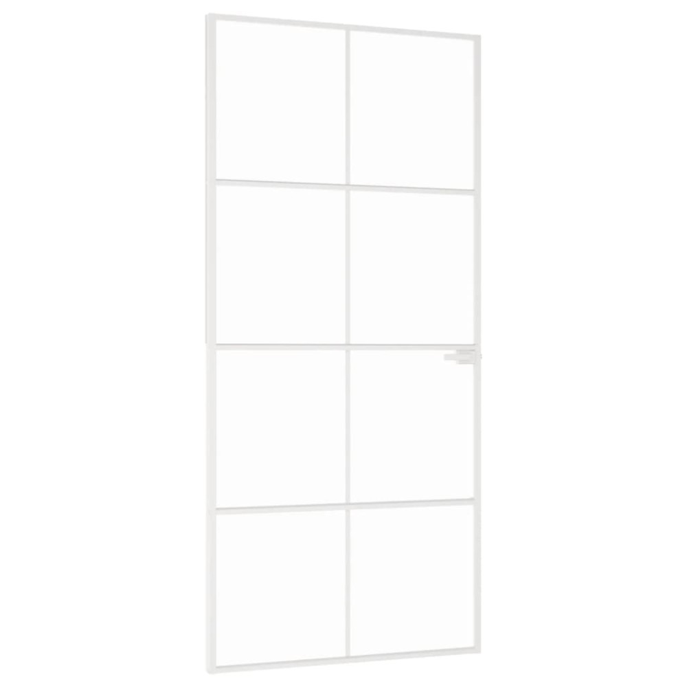 vidaXL Ușă de interior alb 93x201,5 cm sticlă securiz. / aluminiu slim
