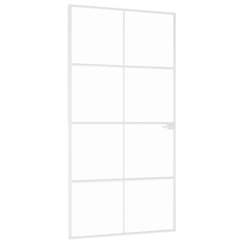 vidaXL Ușă de interior alb 102x201,5 cm sticlă securiz./aluminiu slim
