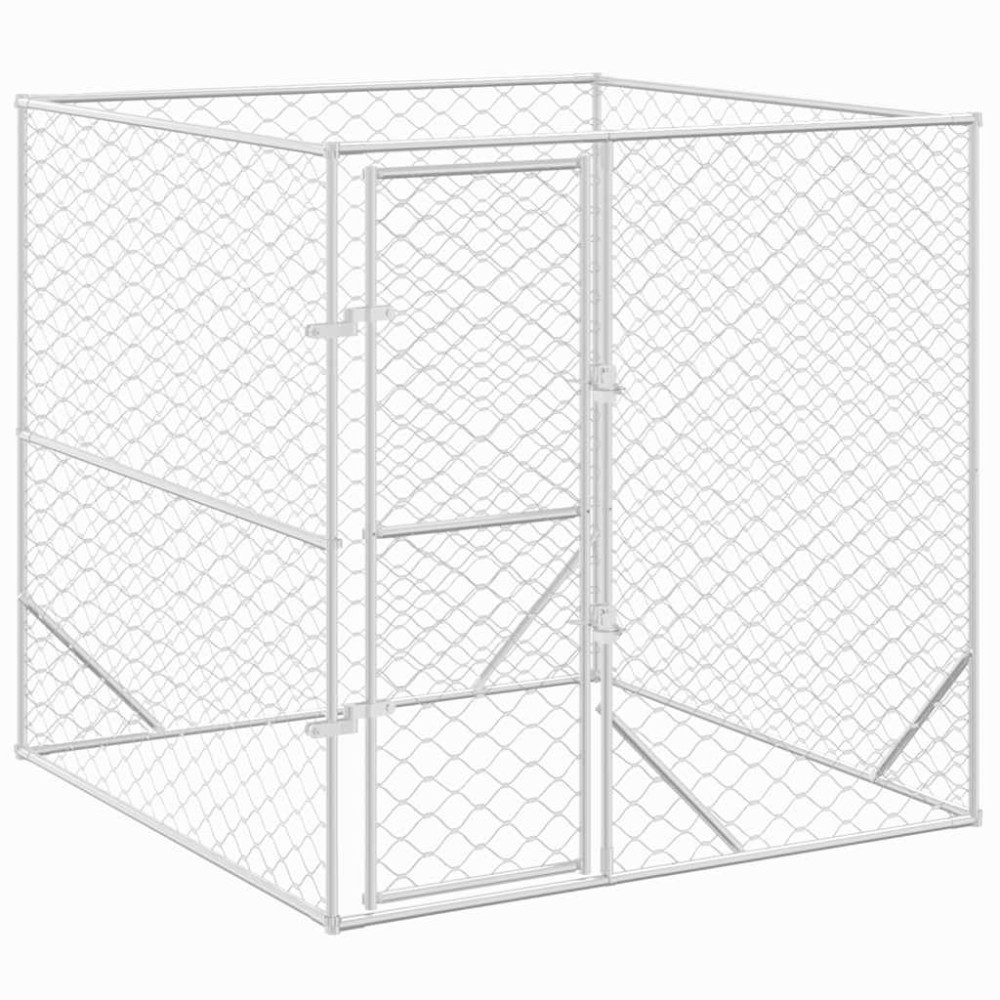 vidaXL Padoc de exterior pentru câini argintiu 2x2x2 m oțel galvanizat