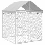 vidaXL Padoc de exterior cu acoperiș argintiu 2x2x2,5m oțel galvanizat vidaXL Padoc de exterior cu acoperiș argintiu 2x2x2,5m oțel galvanizat