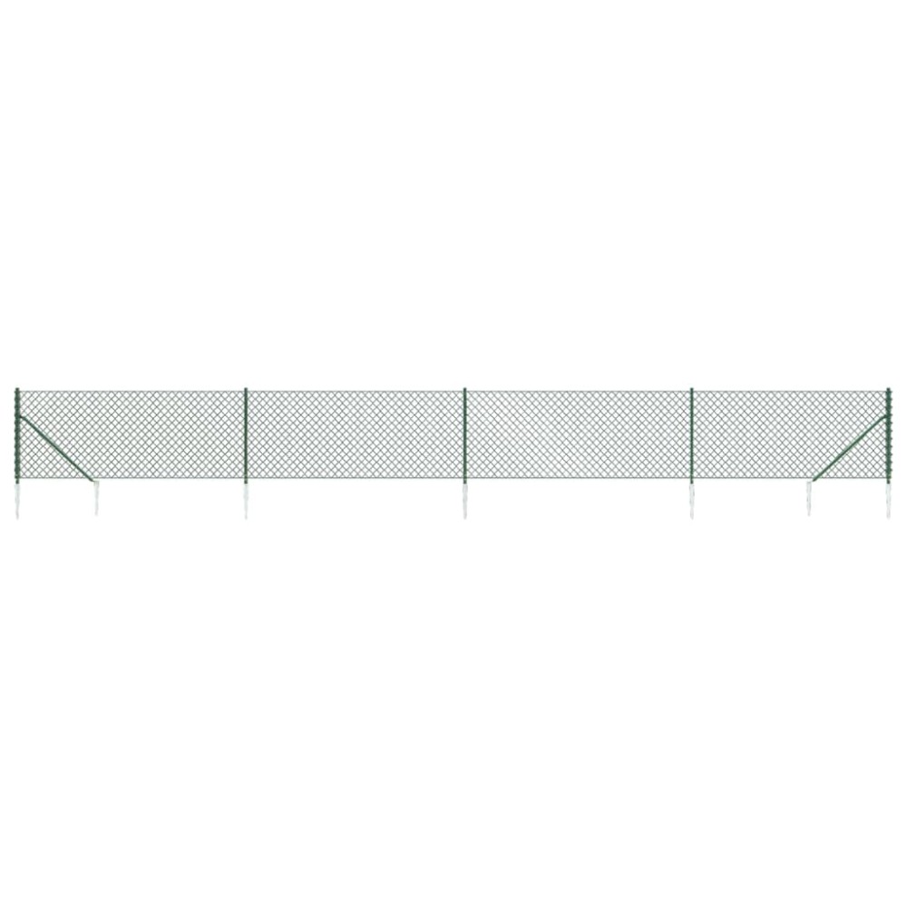 vidaXL Gard plasă de sârmă cu țăruși de fixare, verde, 0,8x10 m