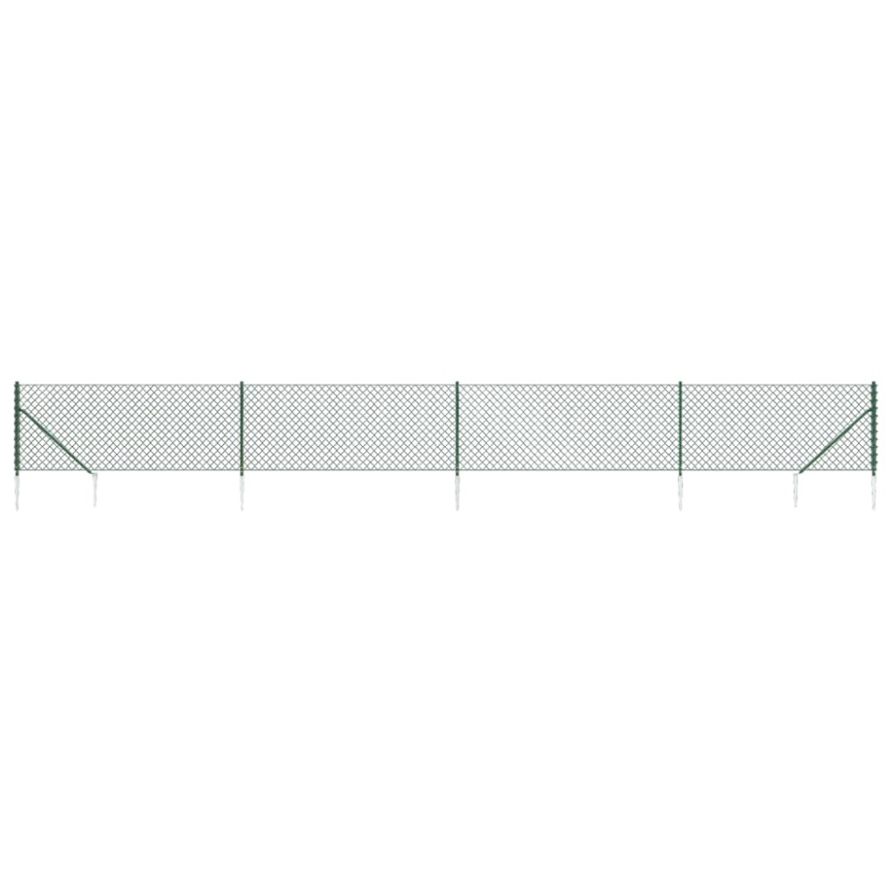 vidaXL Gard plasă de sârmă cu țăruși de fixare, verde, 1,1x10 m