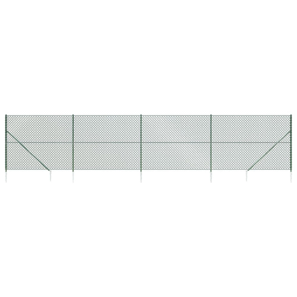 vidaXL Gard plasă de sârmă cu țăruși de fixare, verde, 1,4x10 m