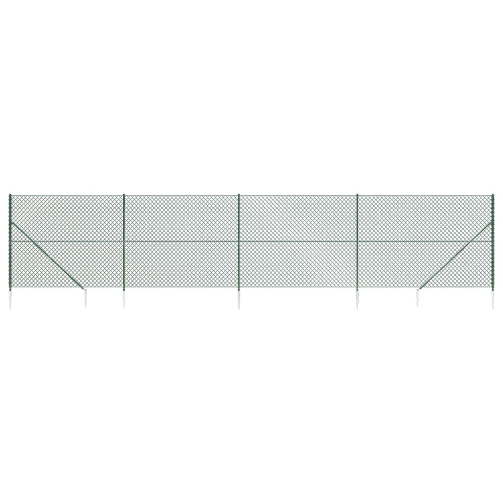 vidaXL Gard plasă de sârmă cu țăruși de fixare, verde, 2,2x10 m