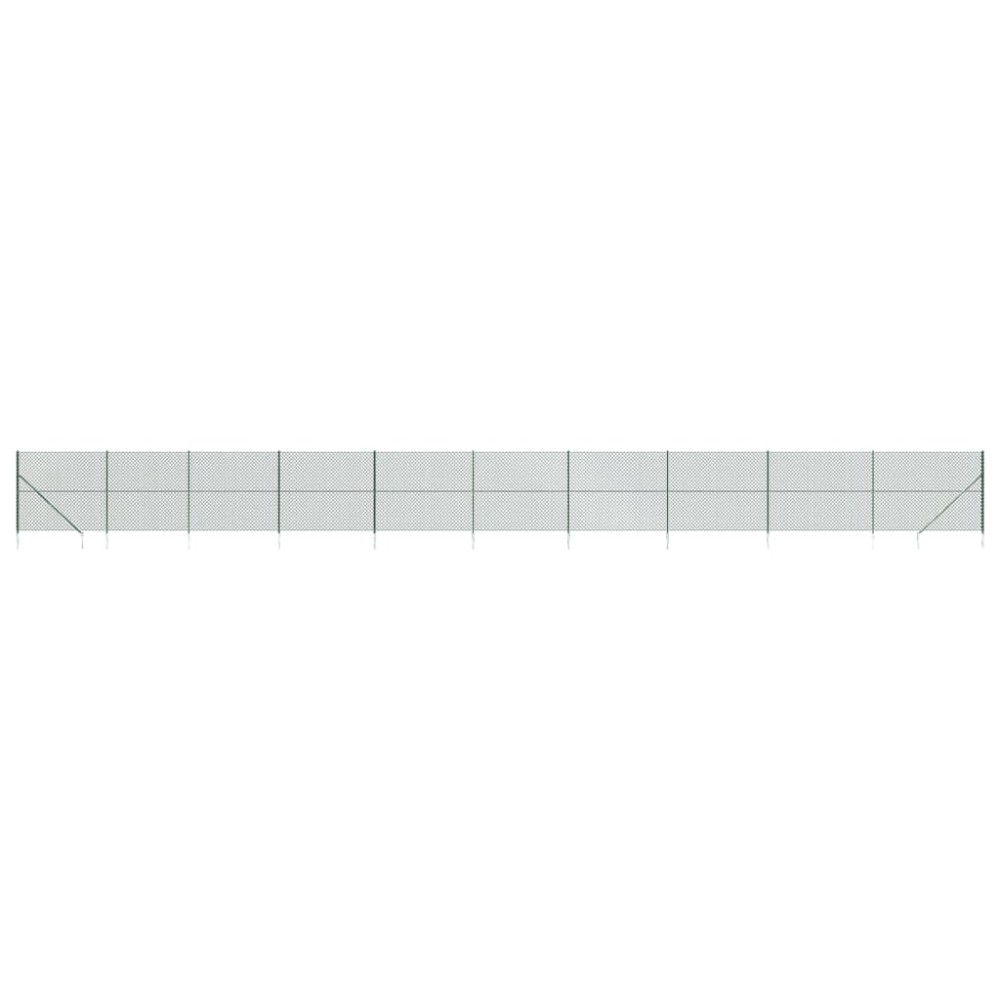 vidaXL Gard plasă de sârmă cu țăruși de fixare, verde, 1,6x25 m