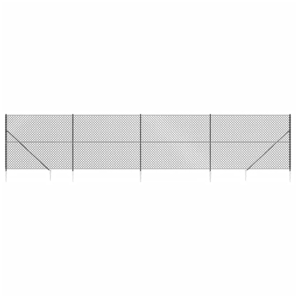vidaXL Gard plasă de sârmă cu țăruși de fixare, antracit, 1,4x10 m