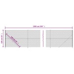 vidaXL Gard plasă de sârmă cu bordură, antracit, 1,6x25 m