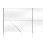 vidaXL Gard plasă de sârmă cu țăruși de fixare, argintiu, 1,6x10 m vidaXL Gard plasă de sârmă cu țăruși de fixare, argintiu, 1,6x10 m