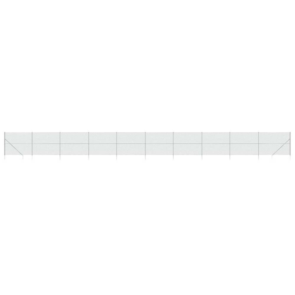 vidaXL Gard plasă de sârmă cu țăruși de fixare, argintiu, 1,4x25 m