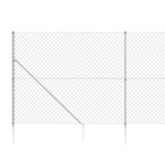 vidaXL Gard plasă de sârmă cu țăruși de fixare, argintiu, 1,4x25 m vidaXL Gard plasă de sârmă cu țăruși de fixare, argintiu, 1,4x25 m