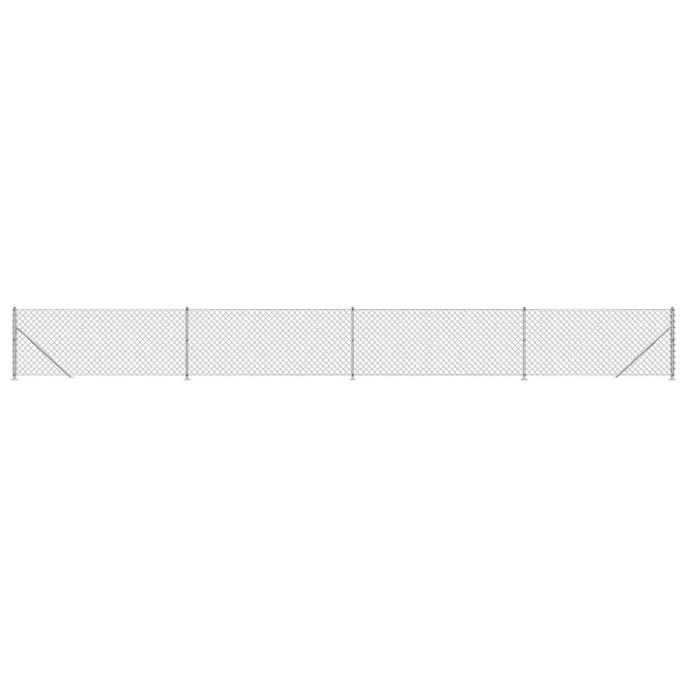vidaXL Gard plasă de sârmă cu bordură, argintiu, 0,8x10 m
