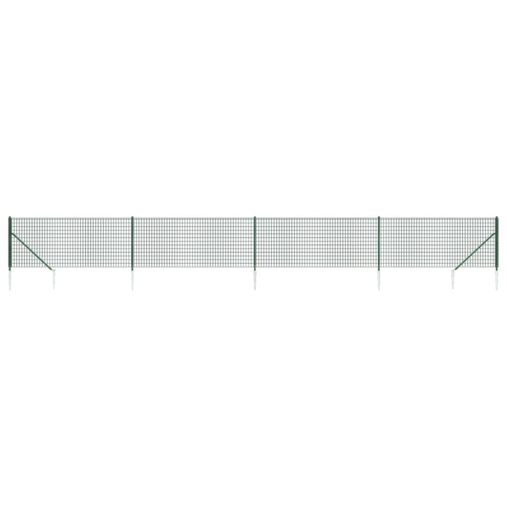vidaXL Gard plasă de sârmă cu țăruși de fixare, verde, 0,8x10 m