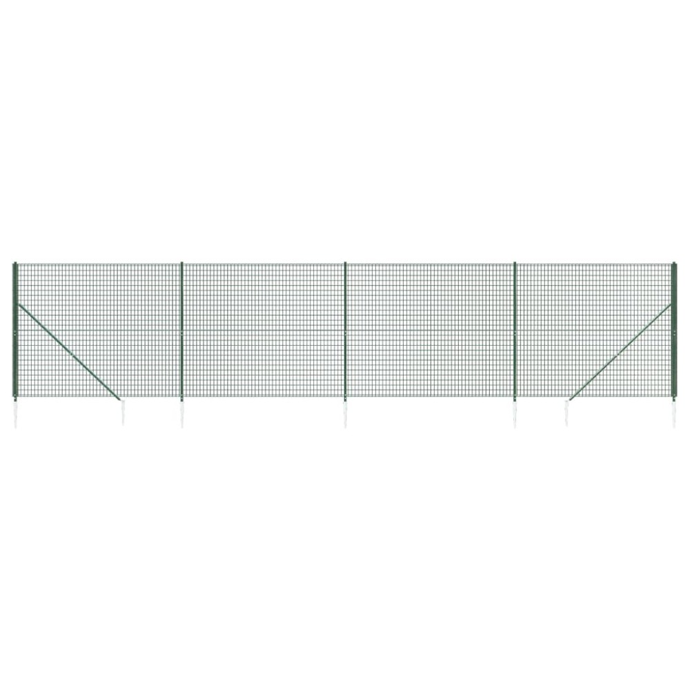 vidaXL Gard plasă de sârmă cu țăruși de fixare, verde, 1,6x10 m