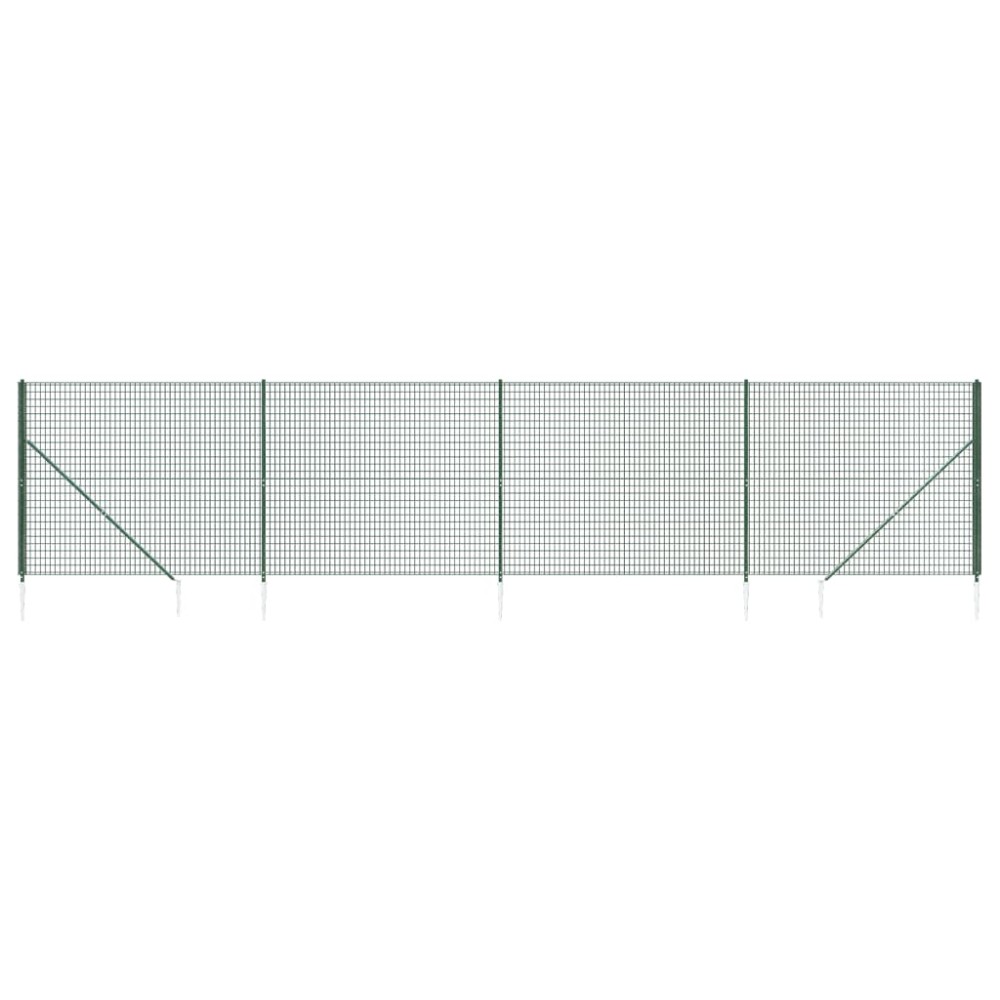 vidaXL Gard plasă de sârmă cu țăruși de fixare, verde, 1,8x10 m