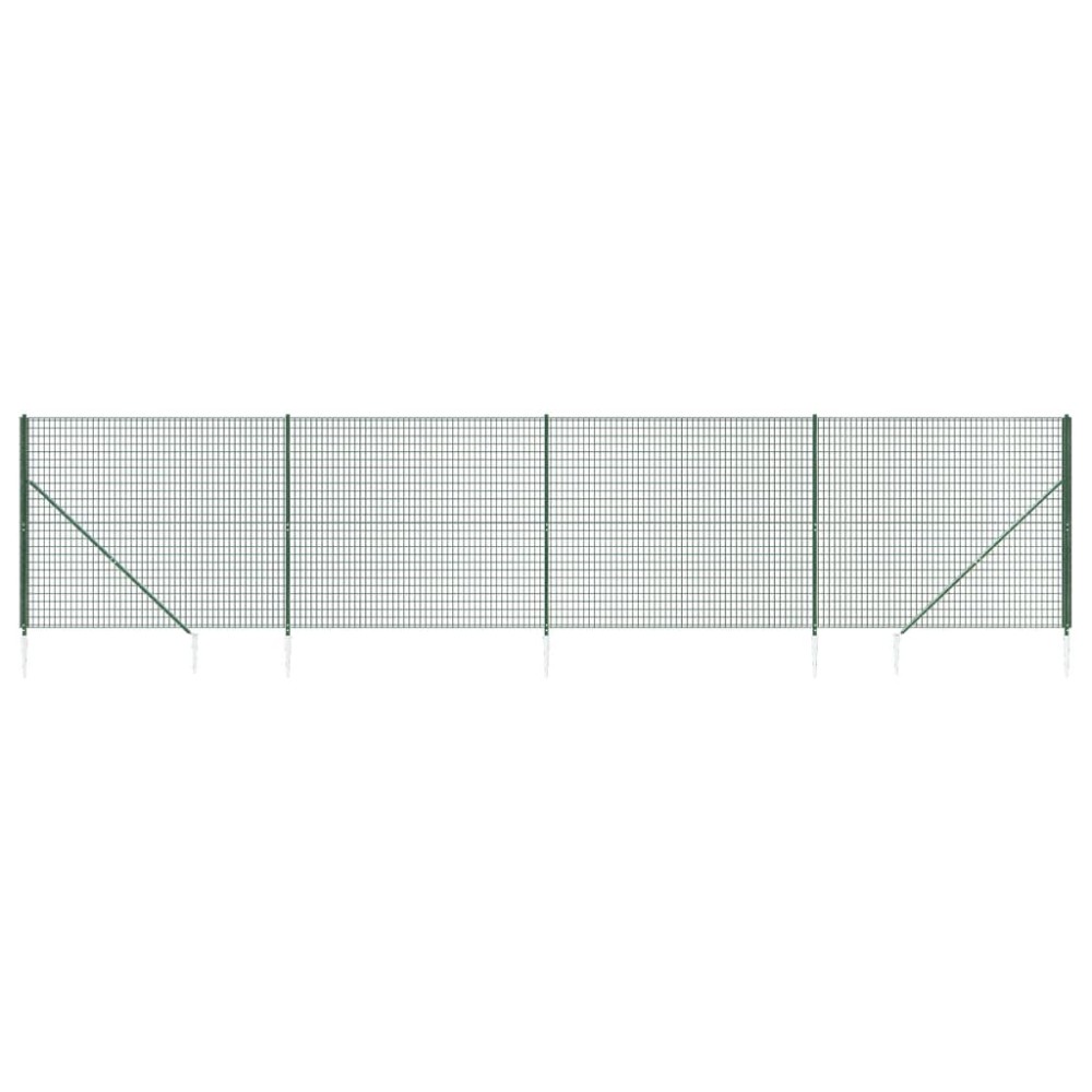 vidaXL Gard plasă de sârmă cu țăruși de fixare, verde, 2,2x10 m