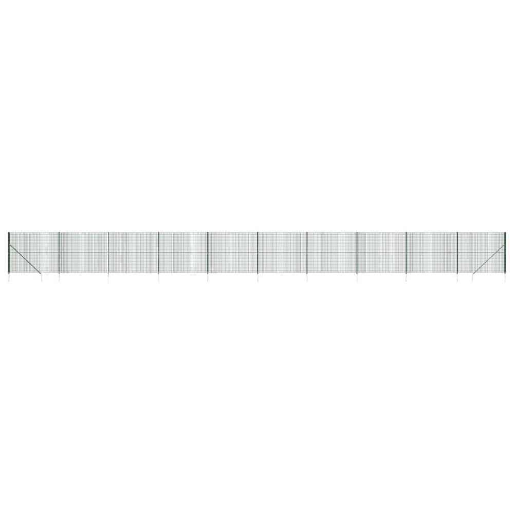vidaXL Gard plasă de sârmă cu țăruși de fixare, verde, 1,4x25 m