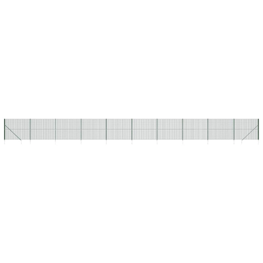 vidaXL Gard plasă de sârmă cu țăruși de fixare, verde, 1,6x25 m