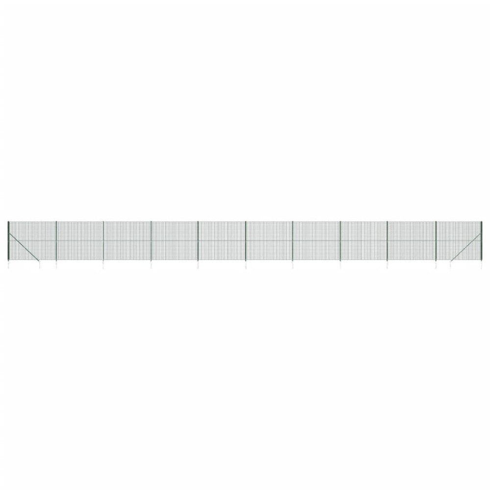 vidaXL Gard plasă de sârmă cu țăruși de fixare, verde, 2,2x25 m