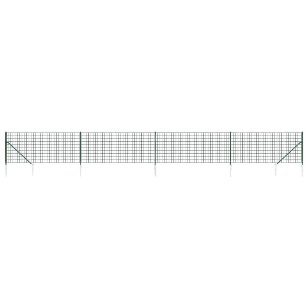 vidaXL Gard plasă de sârmă cu țăruși de fixare, verde, 0,8x10 m