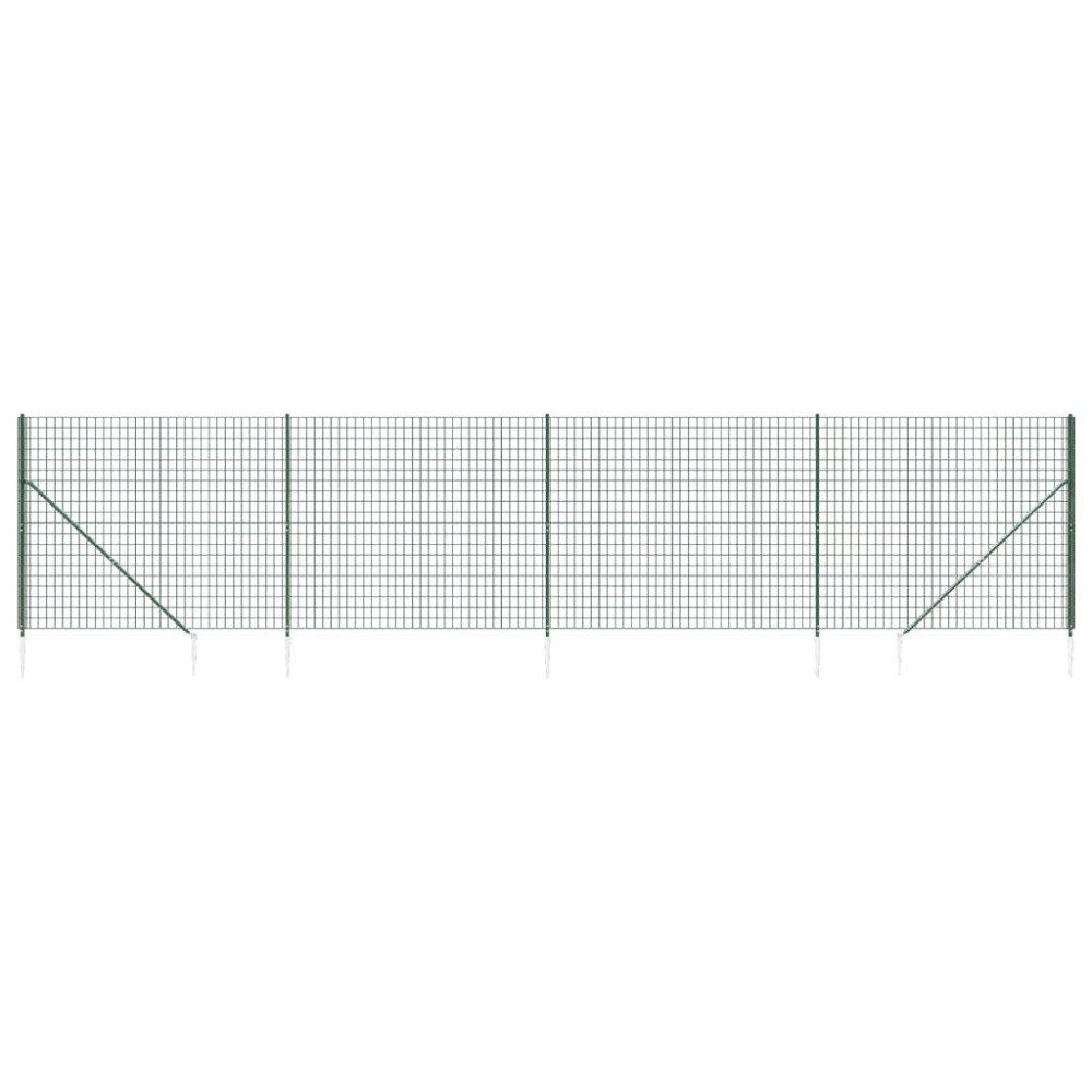 vidaXL Gard plasă de sârmă cu țăruși de fixare, verde, 1,6x10 m