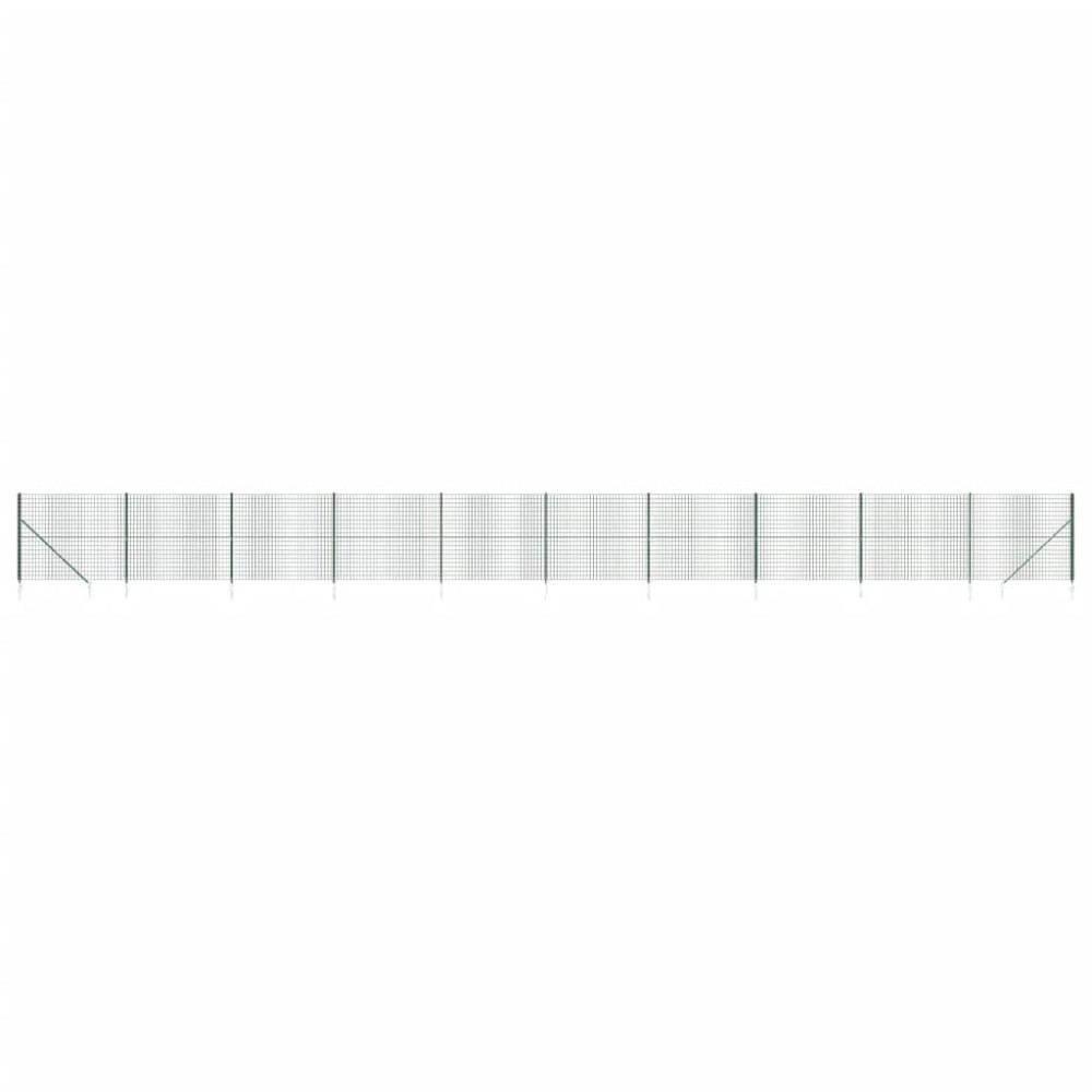 vidaXL Gard plasă de sârmă cu țăruși de fixare, verde, 1,4x25 m