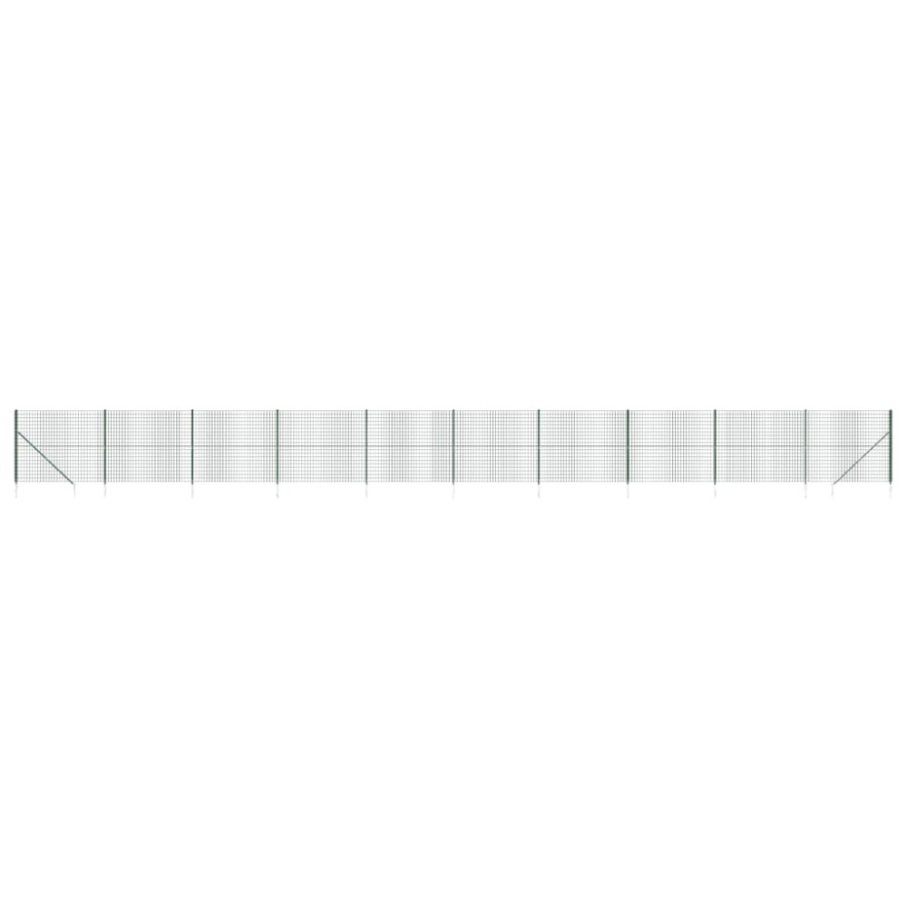 vidaXL Gard plasă de sârmă cu țăruși de fixare, verde, 1,6x25 m